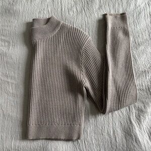 Garage Ribbed Knit Sweater in Beige
